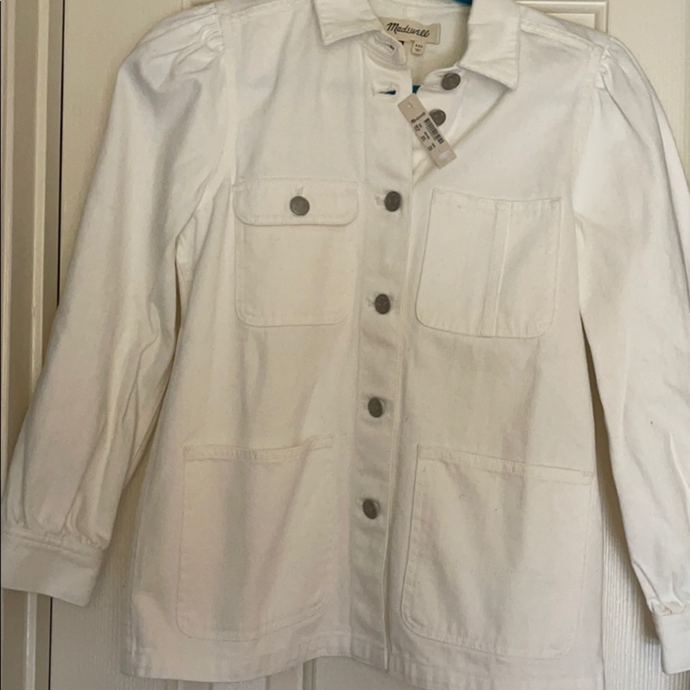 Madewell white denim jacket size xxs NWT